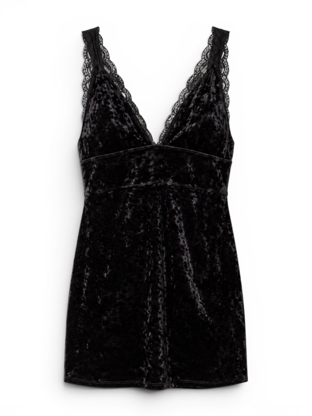 Free People Intimately Velvet Lace Slip Mini Dress Black XS
